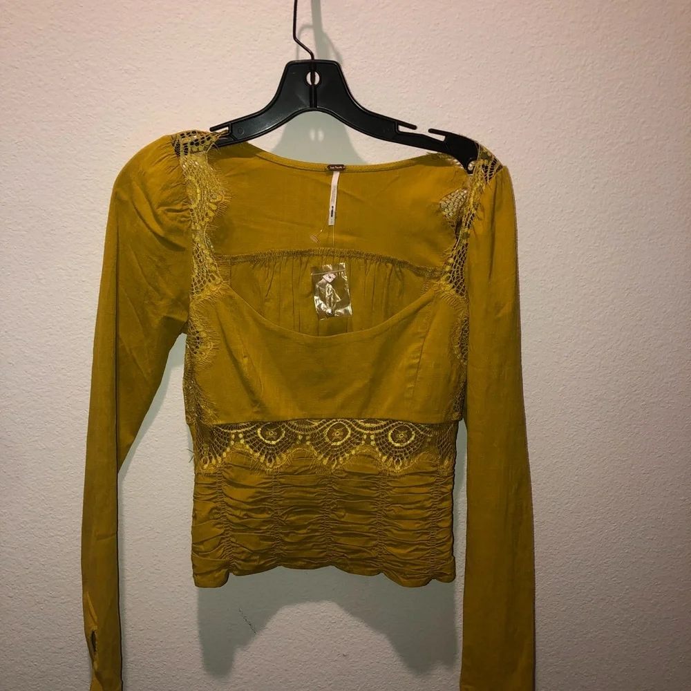 FP goldish yellow top w lace detailing